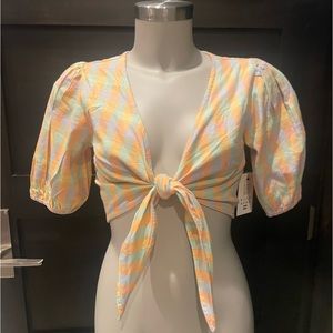 Spring pastel plaid crop top NWT billabong